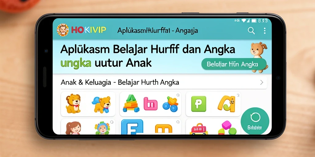 Antarmuka menarik HOKIVIP untuk belajar huruf dan angka.