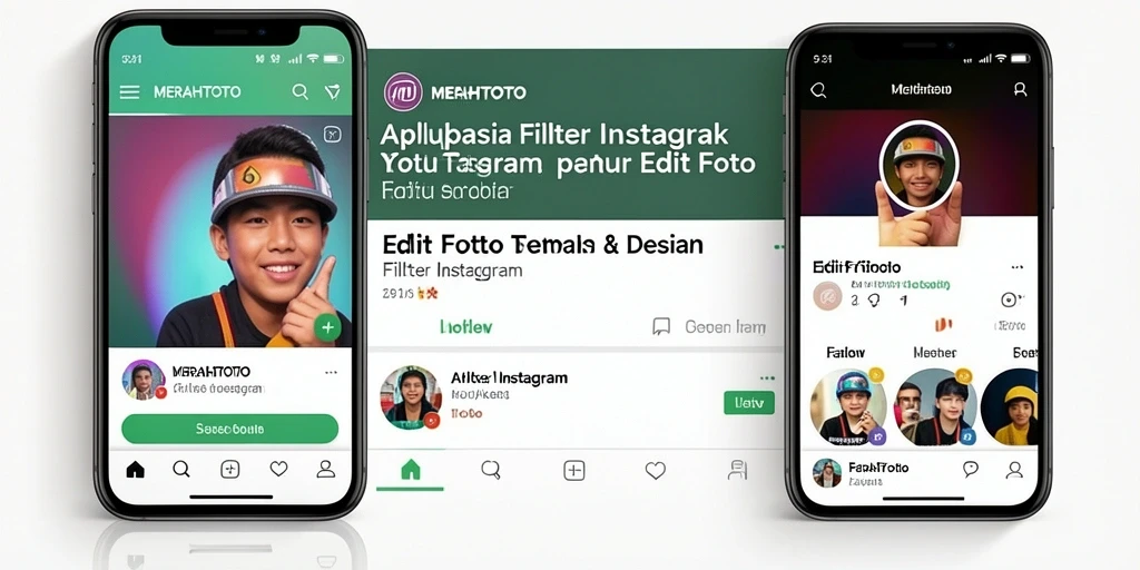 Antarmuka MERAHTOTO dengan berbagai pilihan filter Instagram.