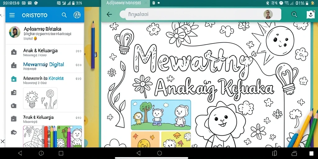 Tampilan antarmuka Mewarnai Digital ORISTOTO yang interaktif dan menyenangkan.