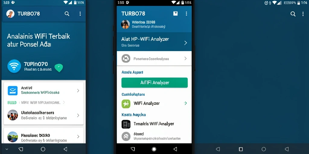 Antarmuka TURBO78 yang menunjukkan analisis jaringan WiFi secara detail.